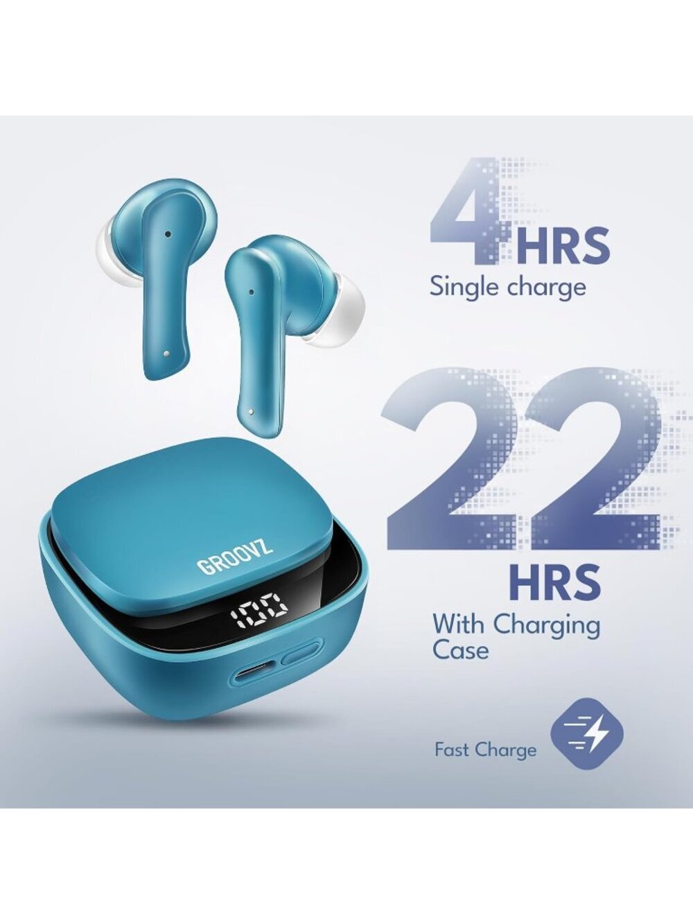 Wireless Teal Engineered IPx4 Water Resistant 27Hr Battery Bluetooth Earbud - Picture 2 of 6
